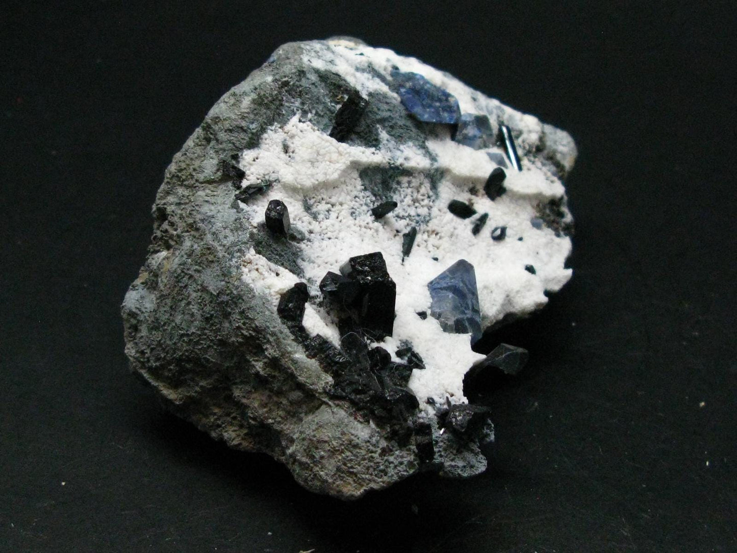 Benitoite and Neptunite on Natrolite Cluster From California - 1.5" - 10.35 Grams