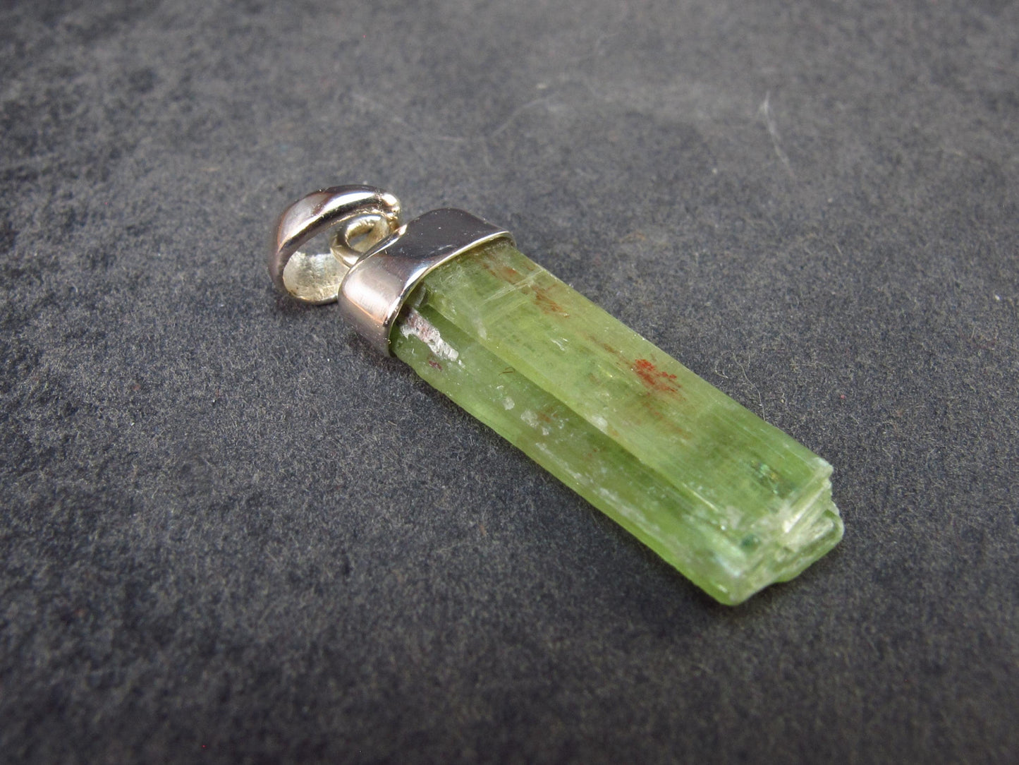 Green Kyanite Silver Pendant from Brazil - 1.2" - 2.07 Grams