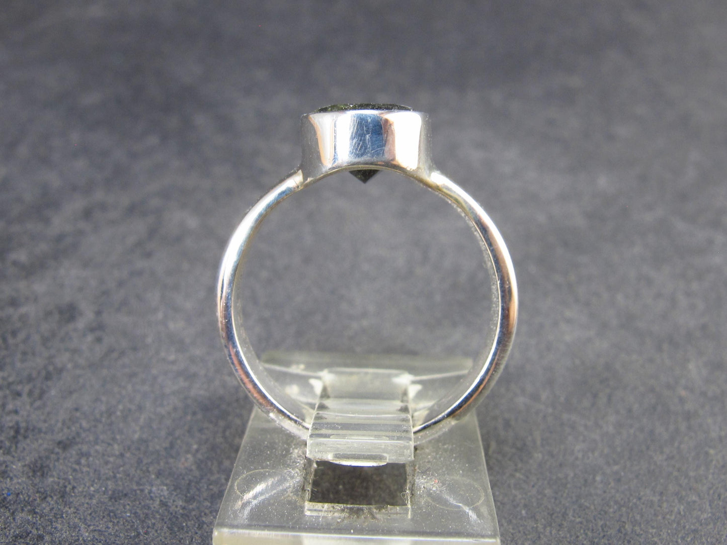 Moldavite Tektite Facetted Silver Ring from Czech Republic - Size 6 - 3.47 Grams