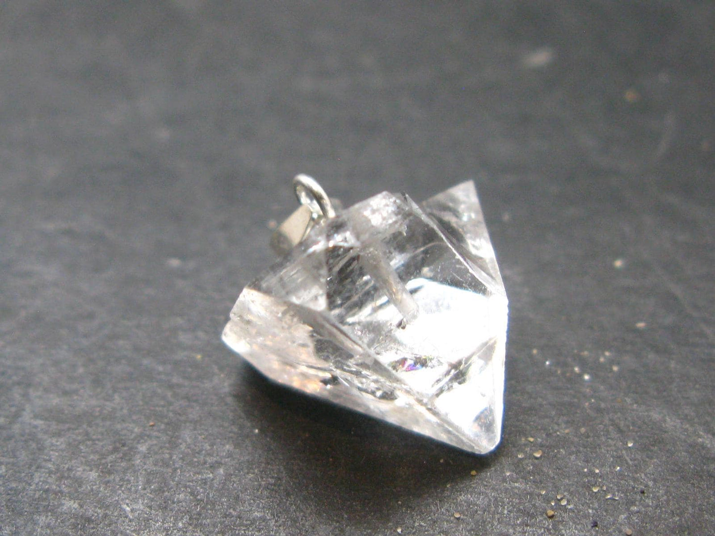 Clear Apophylite Apophyllite Crystal Silver Pendant From India - 0.8" - 1.9 Grams