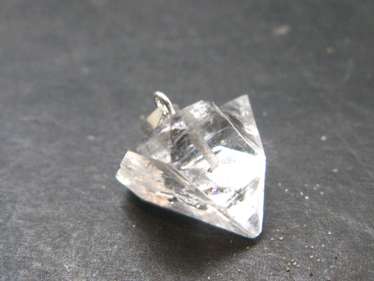 Clear Apophylite Apophyllite Crystal Silver Pendant From India - 0.8" - 1.9 Grams