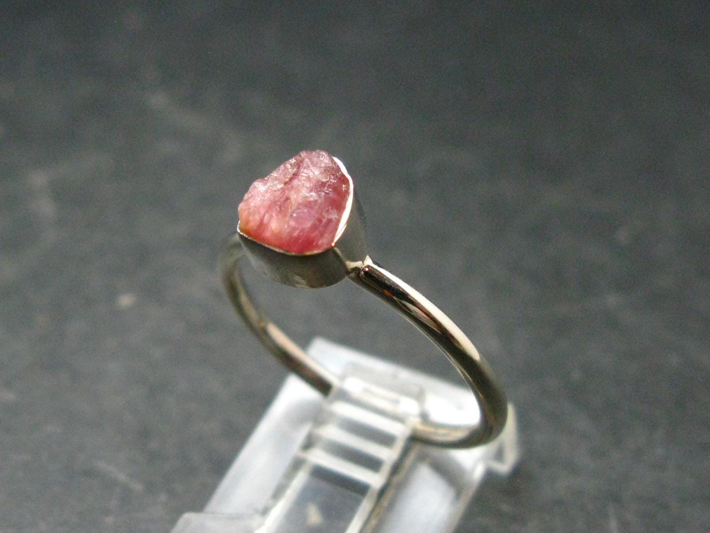 Pezzottaite Crystal Silver Ring From Madagascar - Size 8 - 2.10 Grams