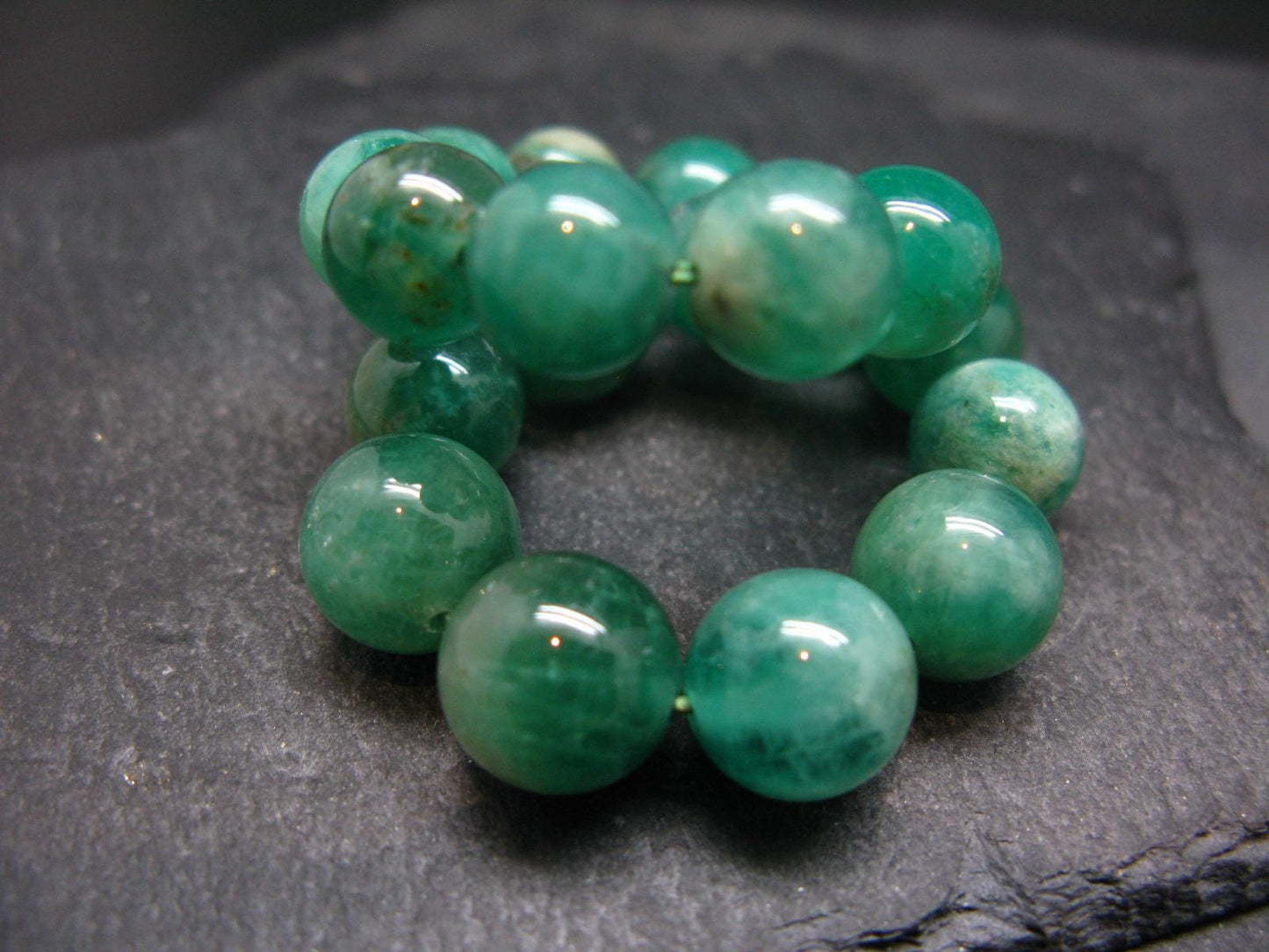 Emerald Gem Genuine Bracelet ~ 7 Inches ~ 10mm Round Beads