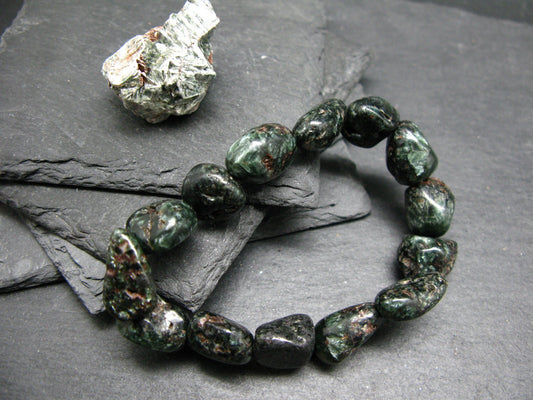 Seraphinite Clinochlore Genuine Bracelet ~ 7 Inches ~ 16mm Tumbled Beads