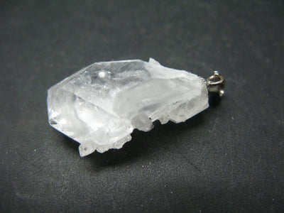 Faden Quartz Crystal Silver Pendant From Brazil - 1.3" - 5.28 Grams