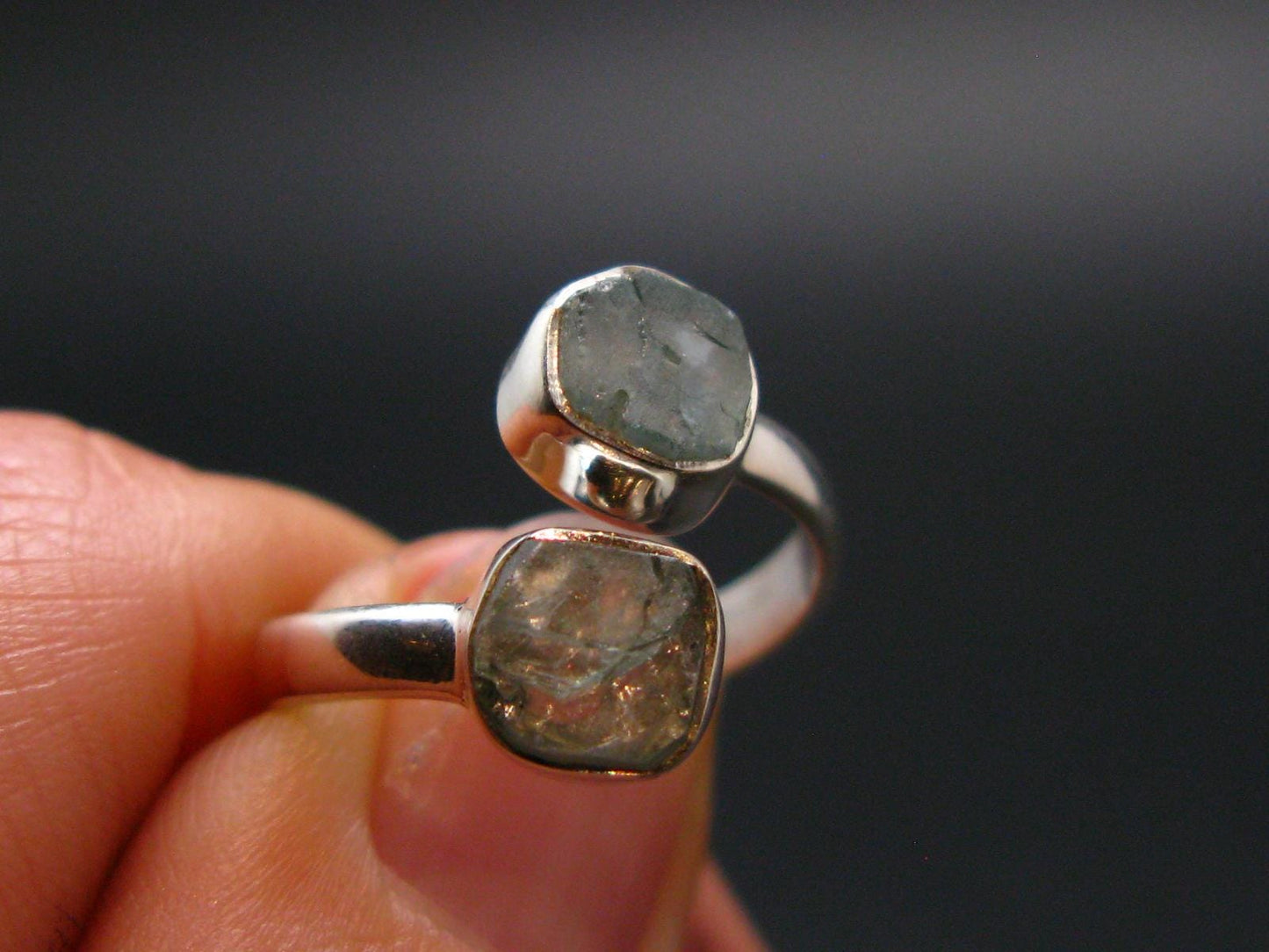 Blue Zircon Ring 925 Silver from Cambodia - Size 5