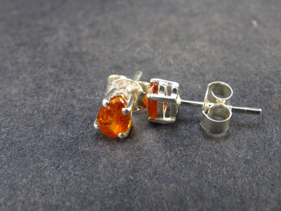 Faceted Orange Kyanite Crystal Stud Earrings From Brazil