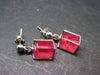 Rhodochrosite Gem Sterling Silver Stud Earrings From Alma Colorado - 0.7" - 4.08 Grams