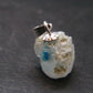 Rare Raw Blue Euclase Gem Crystal Silver Pendant from Zimbabwe - 0.6" - 1.45 Grams