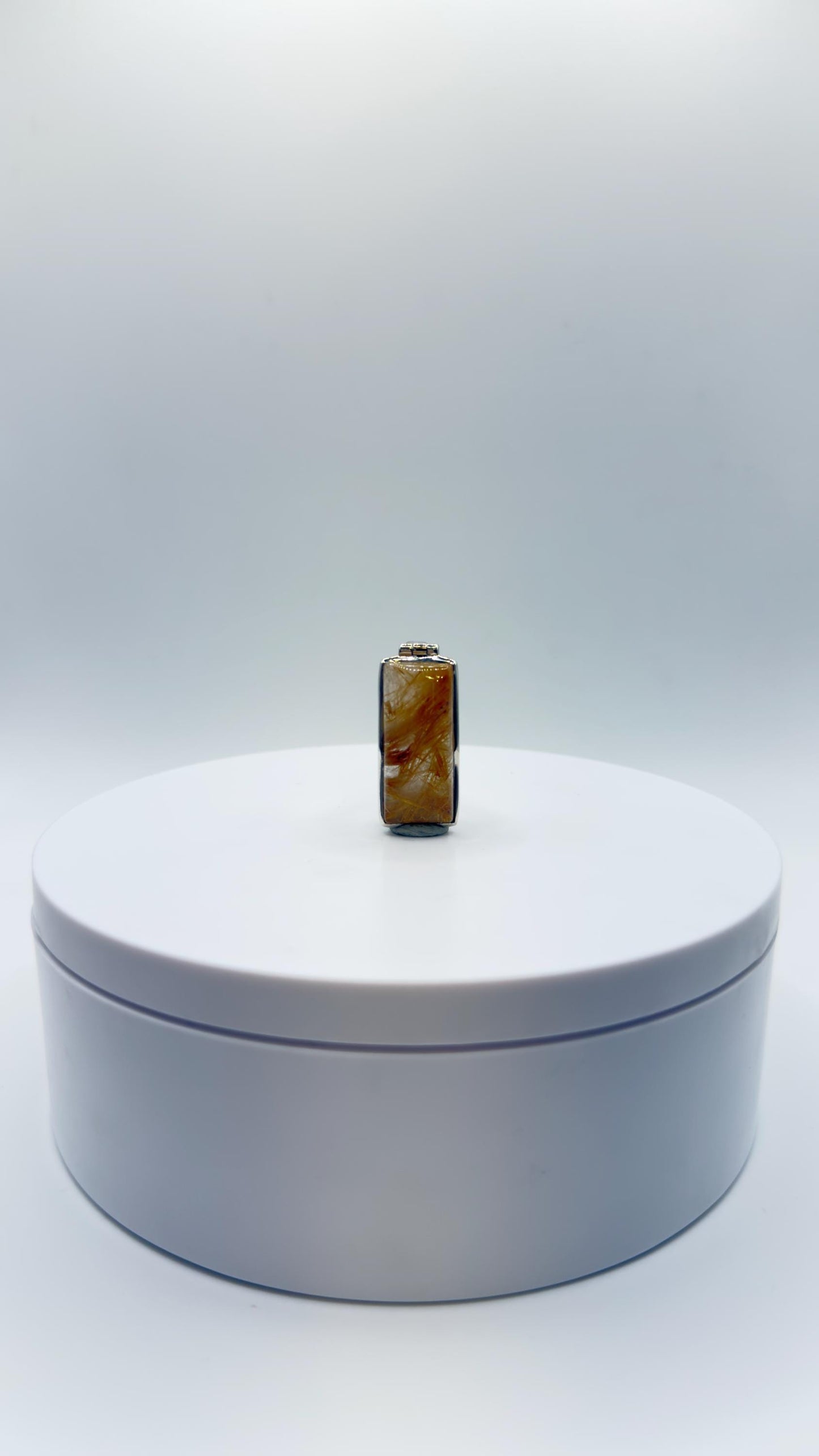 Golden Needle Inclusion Quartz Pendant – Natural Crystal Statement in Sterling Silver