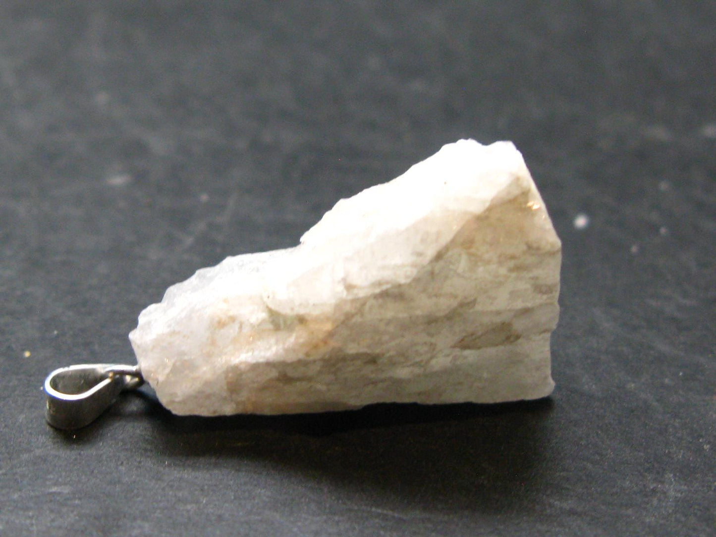 Raw Rare Natrolite Crystal Silver Pendant From Russia - 1.2" - 4.40 Grams