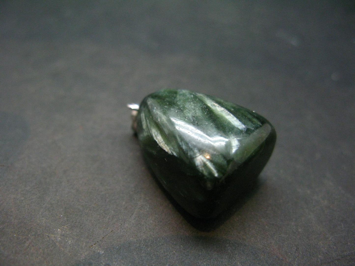 Seraphinite Clinochlore Silver Pendant From Russia - 1.2''