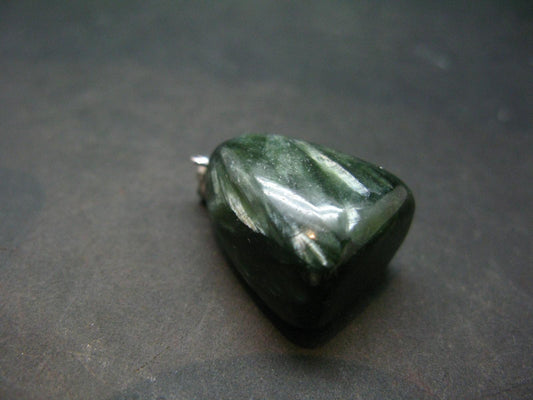 Seraphinite Clinochlore Silver Pendant From Russia - 1.2''