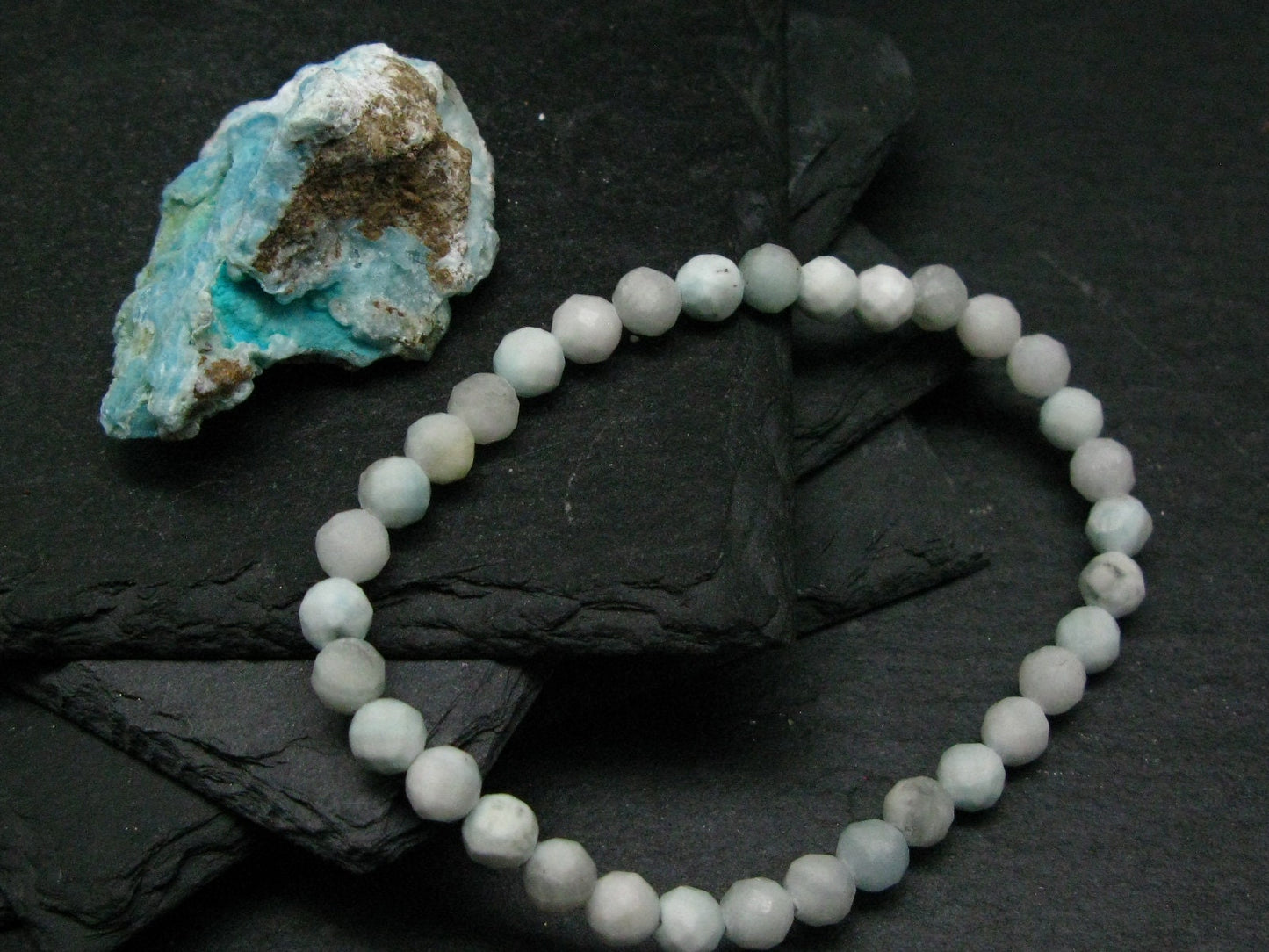 Hemimorphite Genuine Bracelet ~ 7 Inches ~ 5mm Facetted Beads