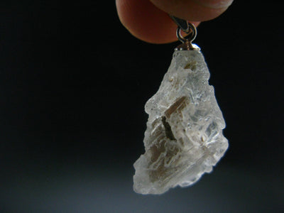 Clear Petalite Crystal Silver Pendant from Brazil - 1.1" - 2.60 Grams