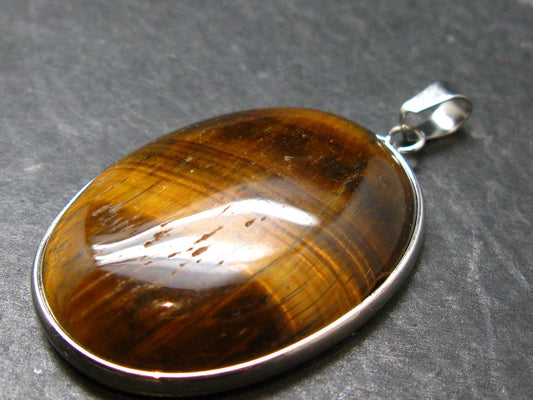 Tiger Eye Sterling Silver 925 Pendant - 1.8"