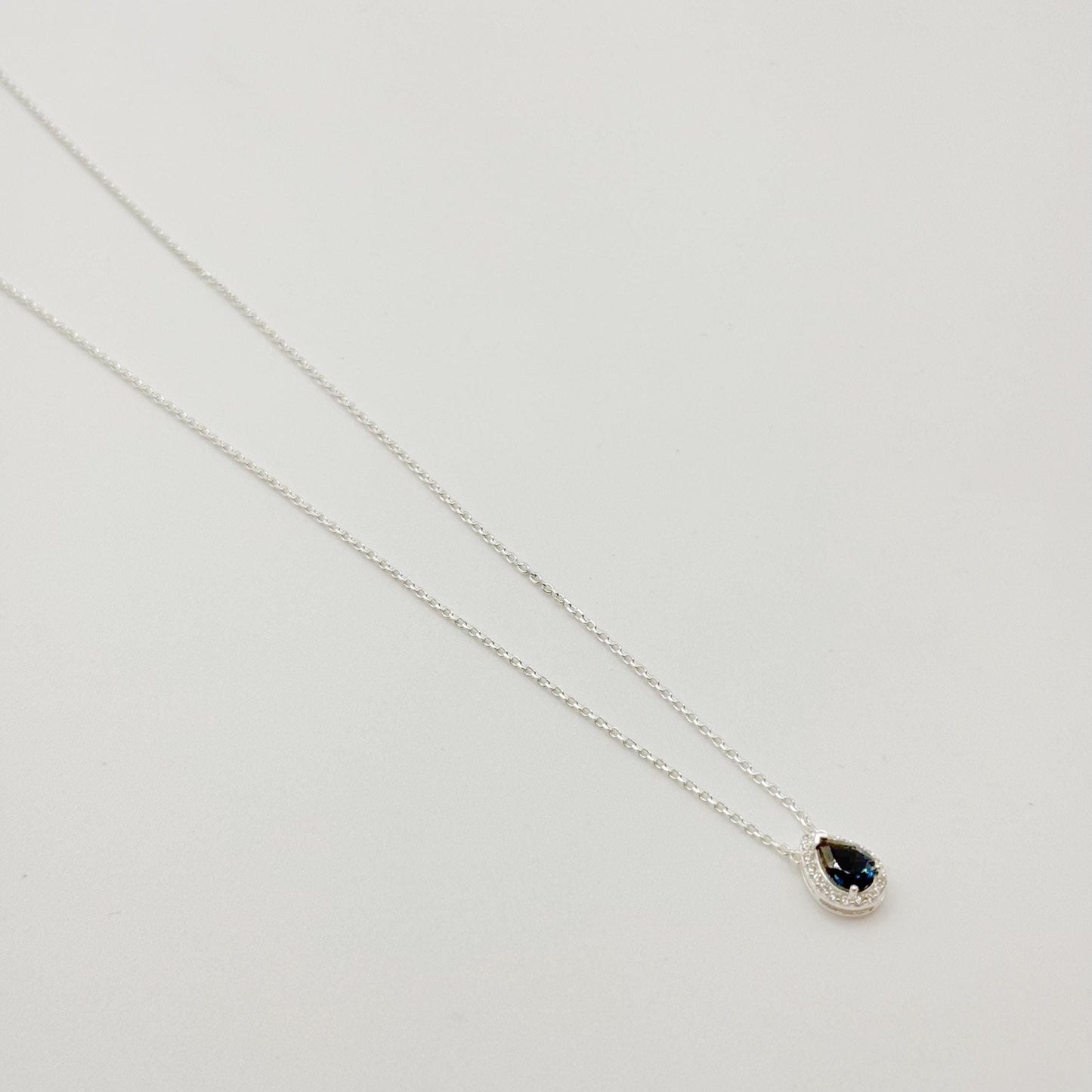 Teardrop London Blue Topaz Necklace – Sterling Silver with Accents - 2.46 Grams
