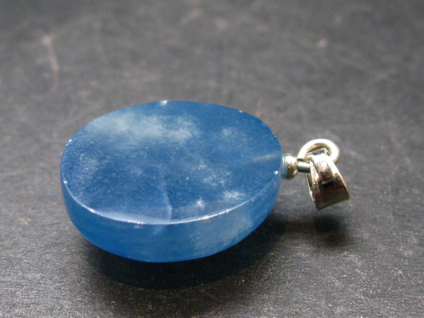 Lemurian Aquatine Blue Calcite Silver Pendant from Argentina - 1.1" - 5.44 Grams