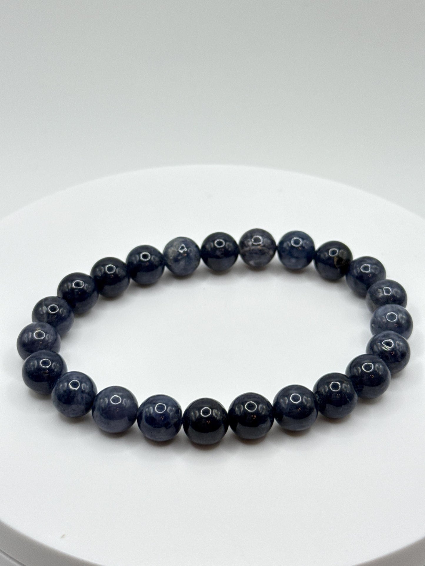 Blue Sapphire Beaded Bracelet: Genuine September Birthstone, Healing Crystal (24.49 Grams)