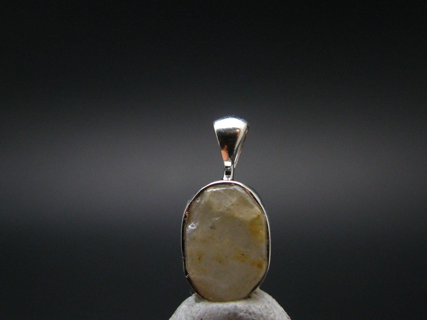 Very Rare White Cryolite 925 Silver Pendant from Greenland - 0.6" - 1.20 Grams