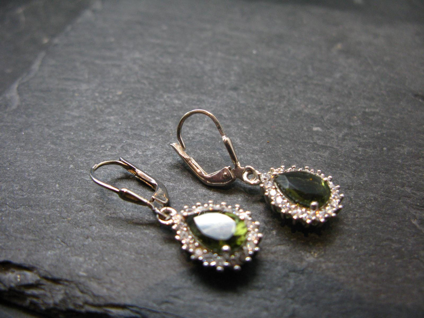 Moldavite Tektite Silver Earrings from Czech Republic - 4.0 Grams