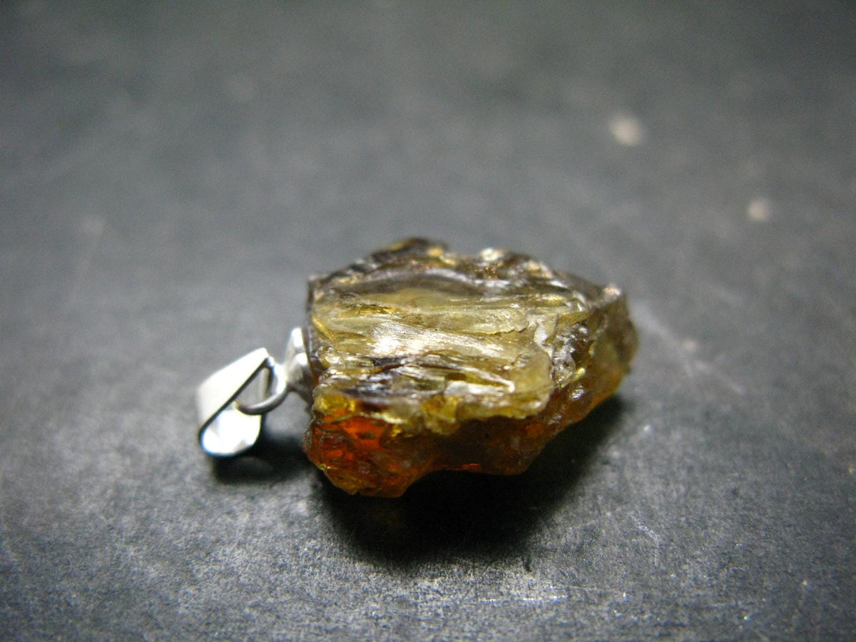 Rare Enstatite Crystal 925 Silver Pendant From Tanzania - 0.9" - 2.34 Grams