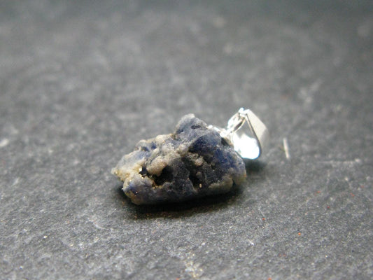 Gem Blue Sapphire Corundum Crystal Silver Pendant From Sri Lanka - 0.7" - 6.60 Carats