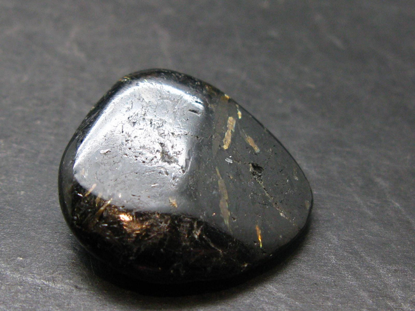 Rare Nuumite Nuummite Tumbled Stone From Greenland - 13.83 Grams - 1.1"