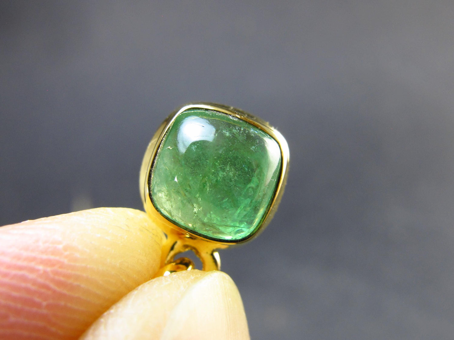 Tsavorite Green Garnet Gold Plated Silver Pendant from Tanzania - 0.7" - 1.48 Grams