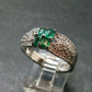 Emerald Faceted Silver Ring from Colombia - 5.47 Grams Total - Size 9.5