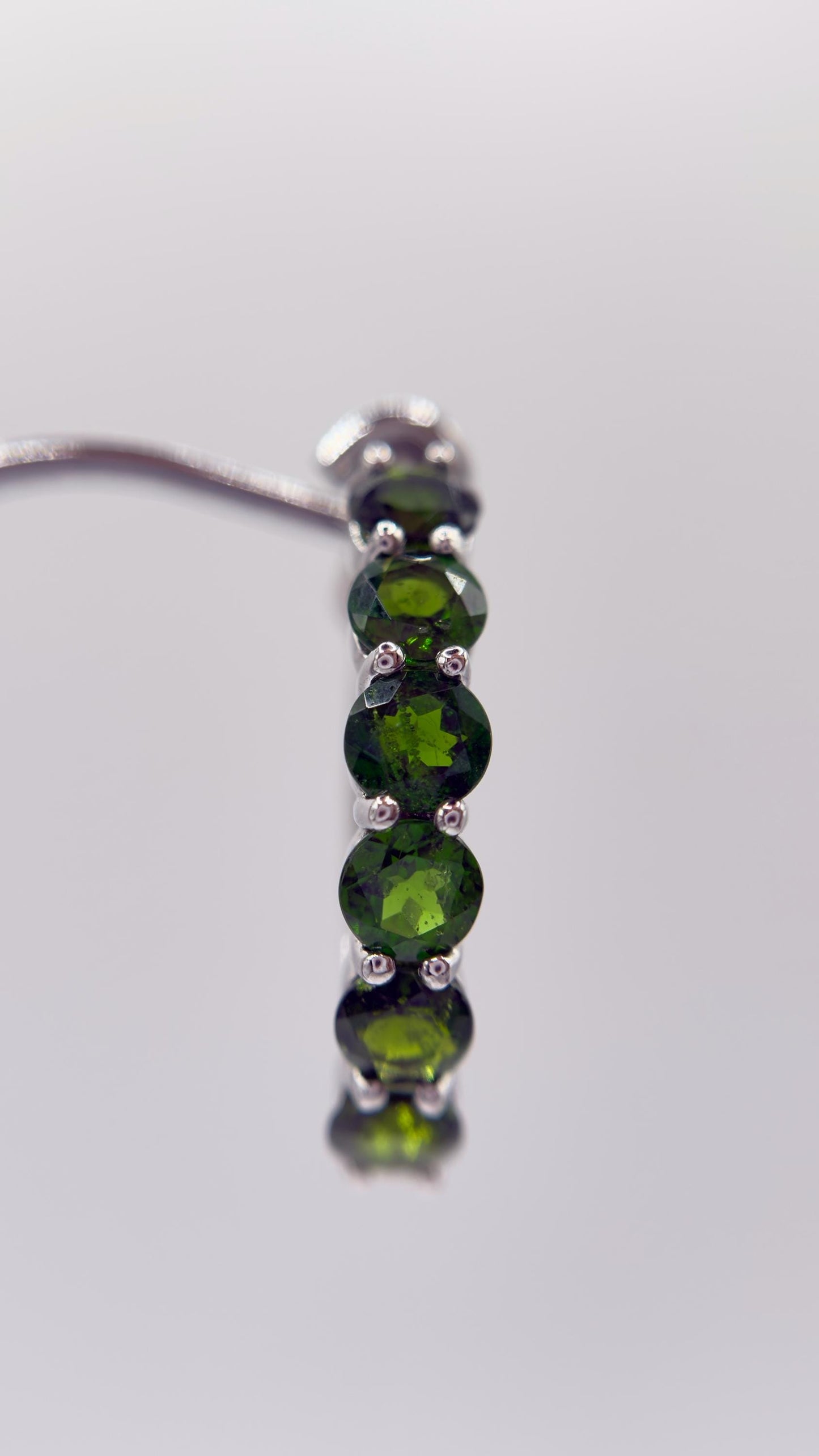 Green Helenite Hoop Earrings – Sterling Silver Hoops with Helenite
