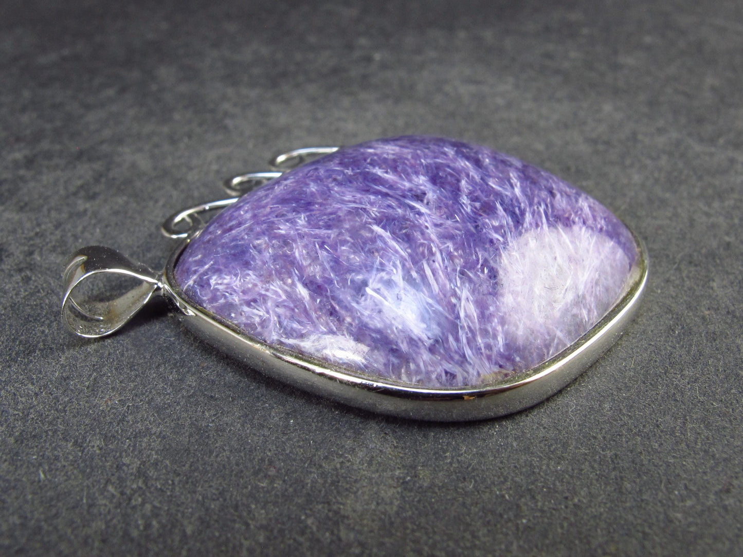 Rare High-Quality Charoite Pendant in SS From Russia - 1.6" - 12.0 Grams
