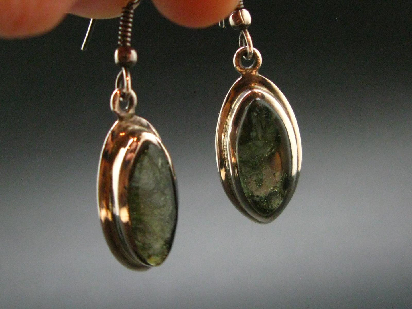 Moldavite Tektite Silver Earrings from Czech Republic - 5.62 Grams