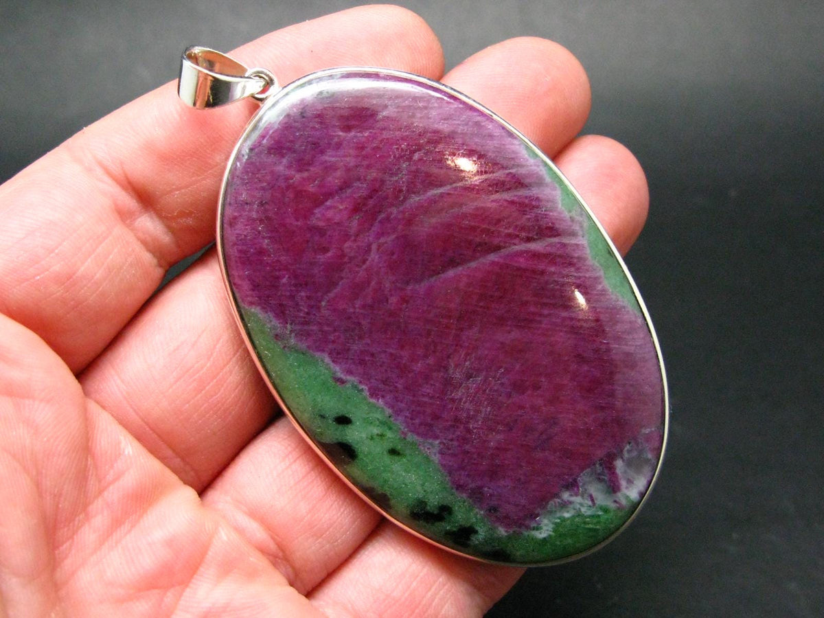 Ruby In Zoisite Silver Pendant from Tanzania - 3.3"