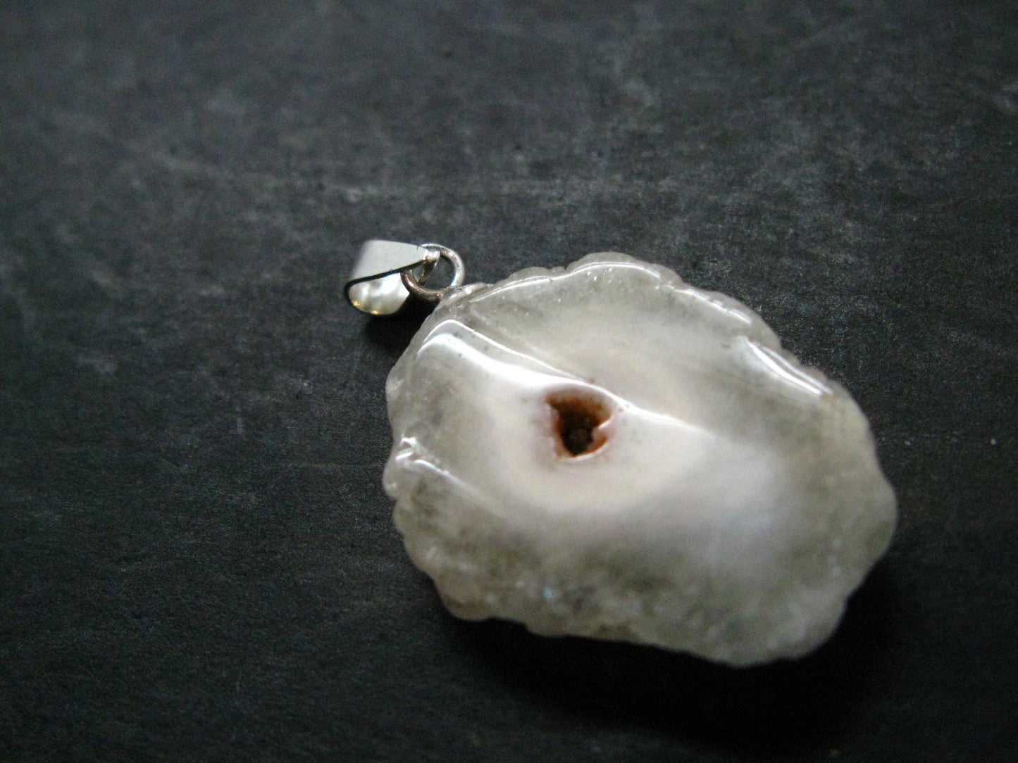 Anandalite Quartz Crystal Silver Pendant From India - 1.1" - 3.10 Grams