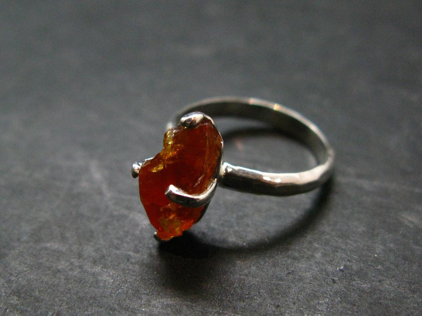 Fire Red Zincite Zinkite 925 Silver Ring from Poland - Size 5 - 2.66 Grams