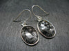 Large Tourmalinated Quartz Crystal Silver Earrings From Brazil - 1.4" - 3.62 Grams