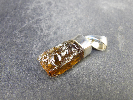 Natural Unheated Citrine Sterling Silver Pendant from Zambia - 1.1" - 2.23 Grams