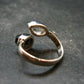 Black Tourmaline And Herkimer Diamond Silver Ring - Size 5 - 2.48 Grams