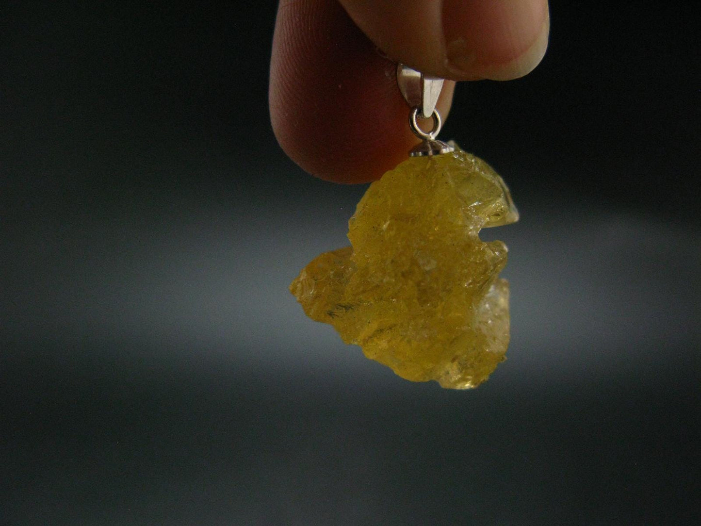 Heliodor (Yellow Beryl) Crystal Silver Pendant From Brazil - 0.9" - 4.85 Grams