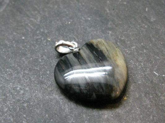 Rare ISUA Stone Silver Heart Pendant From Greenland - 1.0" - 3.07 Grams