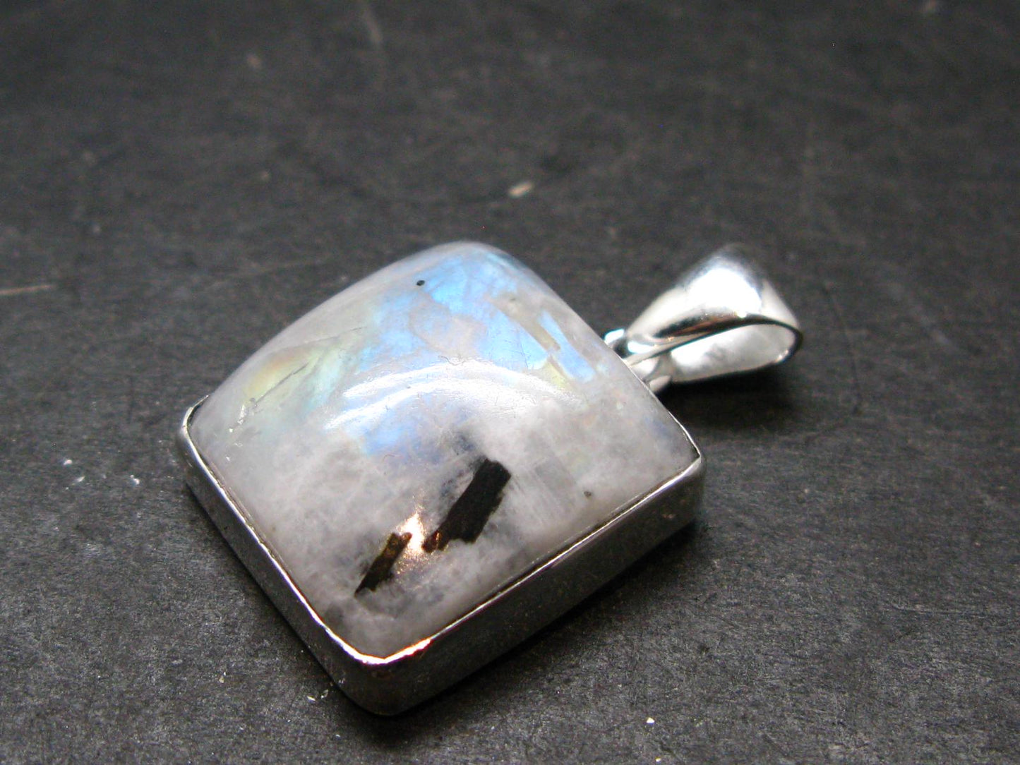 Natural Glow From Inside Moonstone Silver Plated Pendant - 1.2" - 5.78 Grams