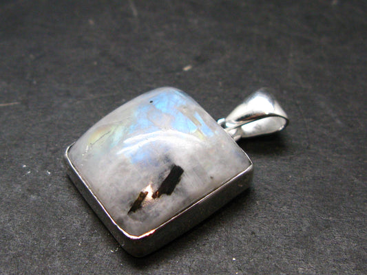 Natural Glow From Inside Moonstone Silver Plated Pendant - 1.2" - 5.78 Grams