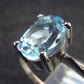 Natural Oval Shaped Facetted Blue Topaz Crystal Sterling Silver Ring - 1.62 Grams - Size 8.25