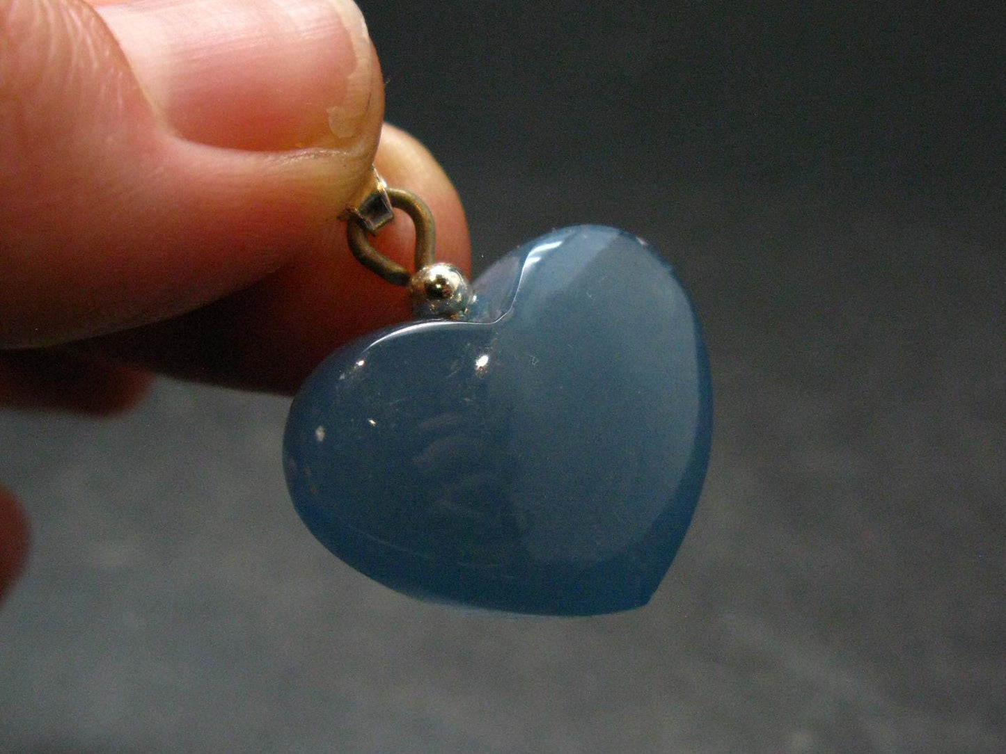 Lemurian Aquatine Blue Calcite Silver Heart Pendant from Argentina - 1.1" - 6.64 Grams