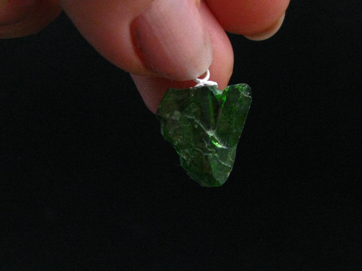 Green Chrome Diopside 925 Silver Pendant from Russia - 0.8" - 1.76 Grams