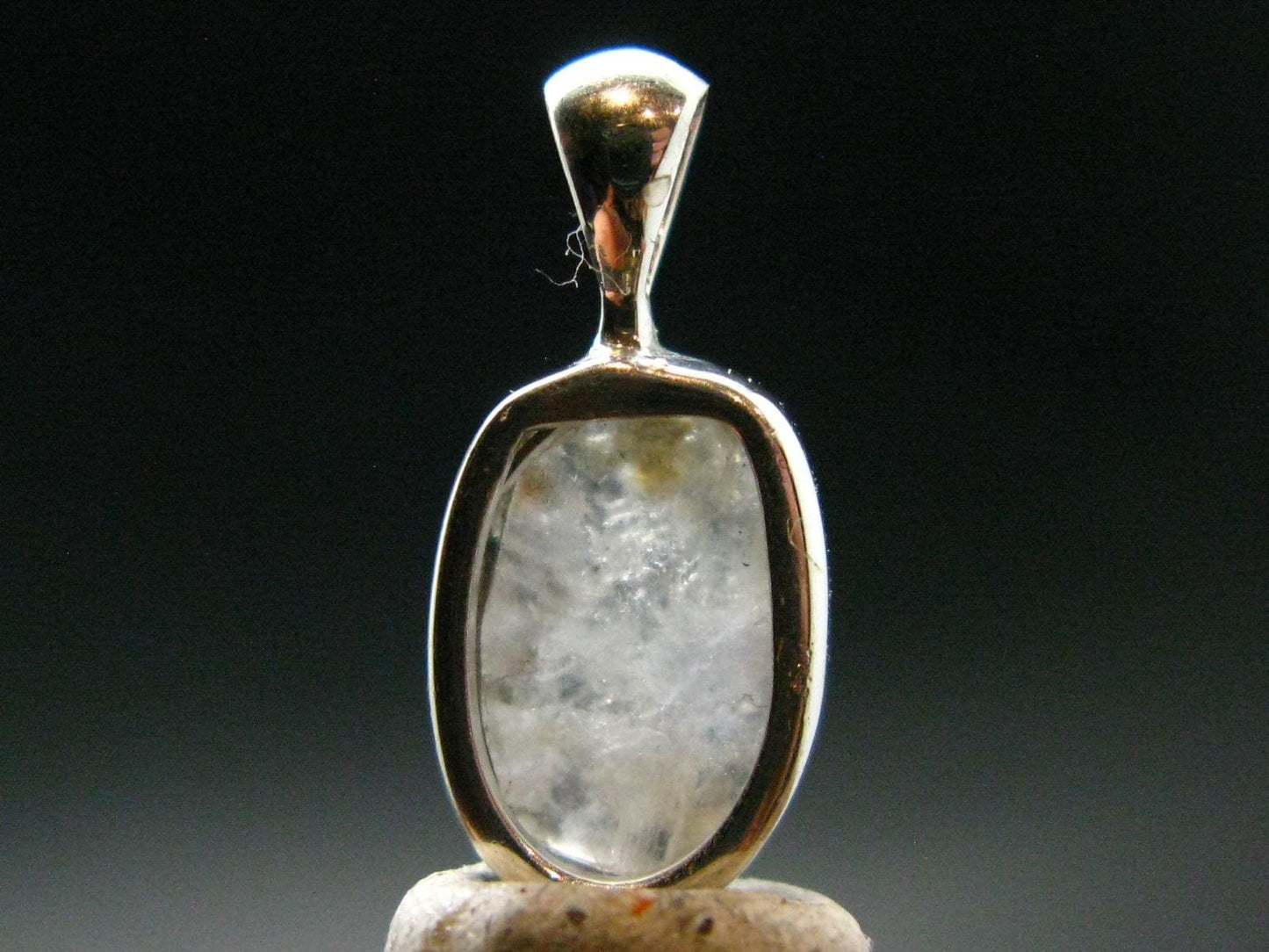 Gray Herderite Silver Pendant from Africa - 0.7" - 1.16 Grams
