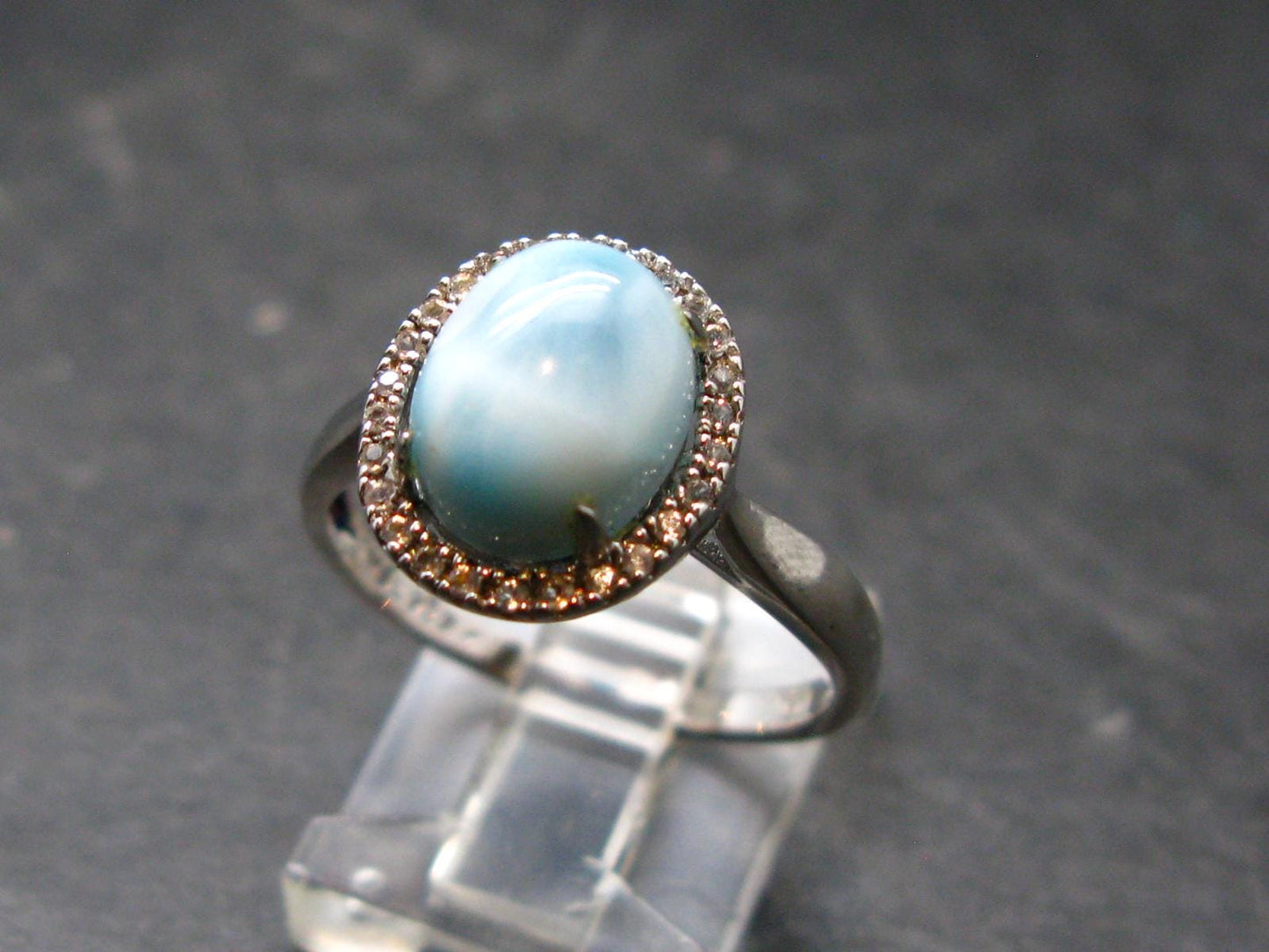 Larimar AAA Quality Sterling Silver Ring - Size 8.5 - 3.12 Grams