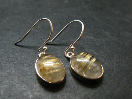 Rutilated Quartz Silver earrings From Brazil - 1.1"