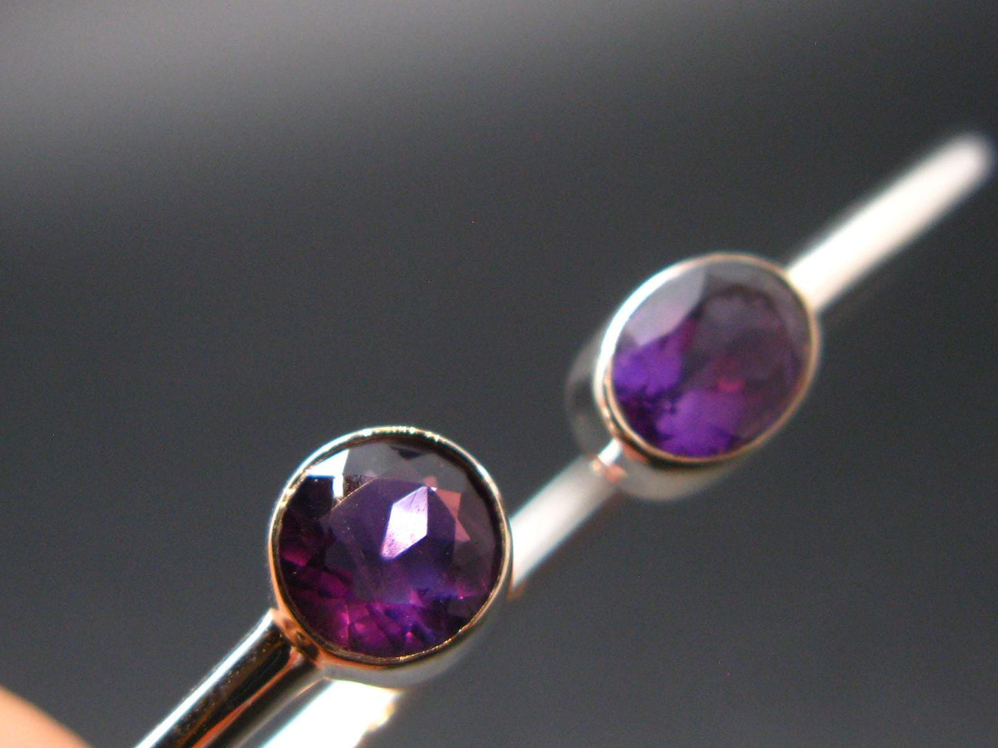 Natural Faceted Amethyst Bracelet 925 Sterling Silver - 7.5" - 4.0 Grams
